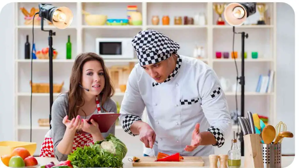 a person and another person in a kitchen preparing food